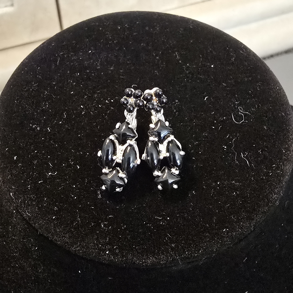 Monet Silver and Black Earrings